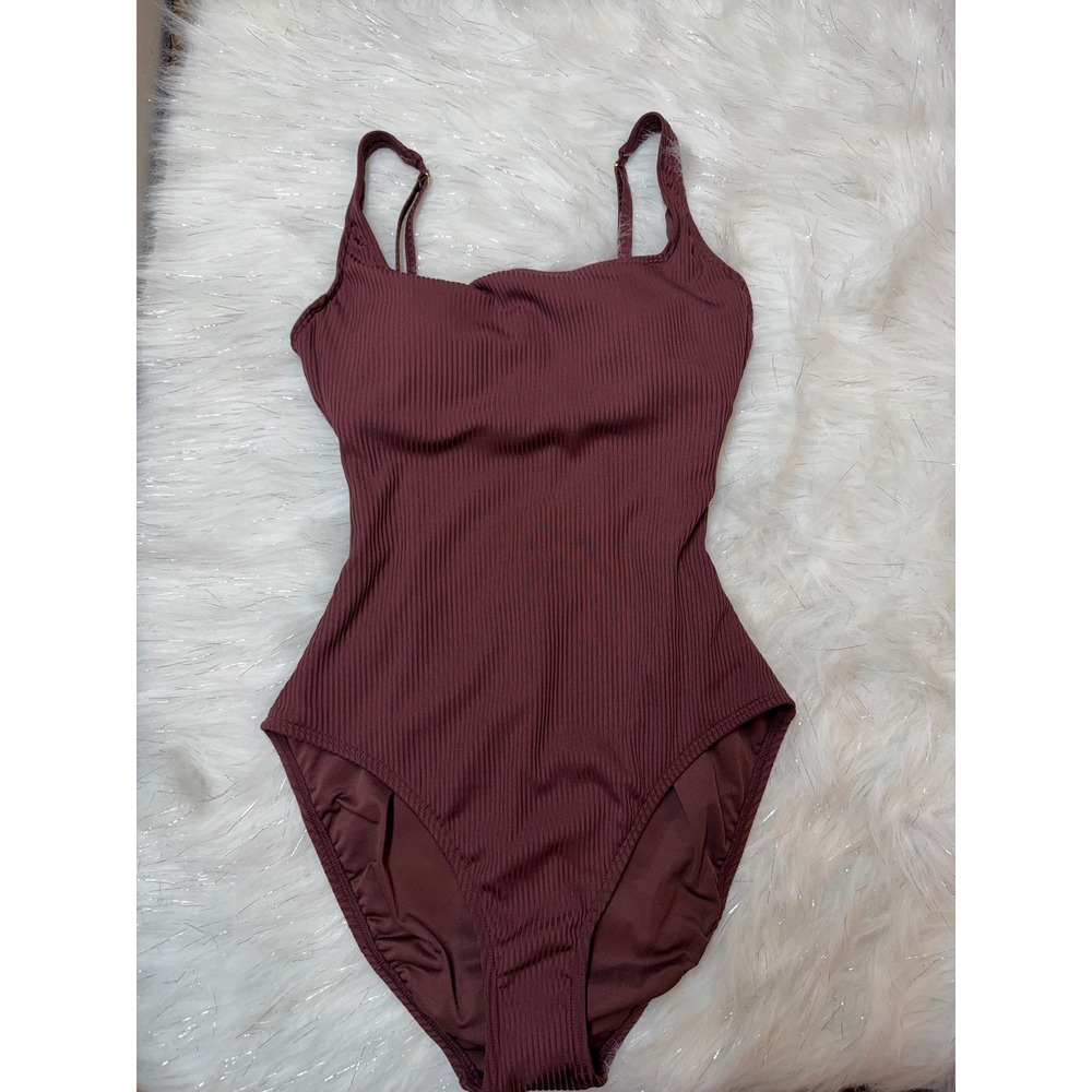 Bleu Rod Beattie One Piece Swimsuit Women 12 NEW Ribbed Burgundy
